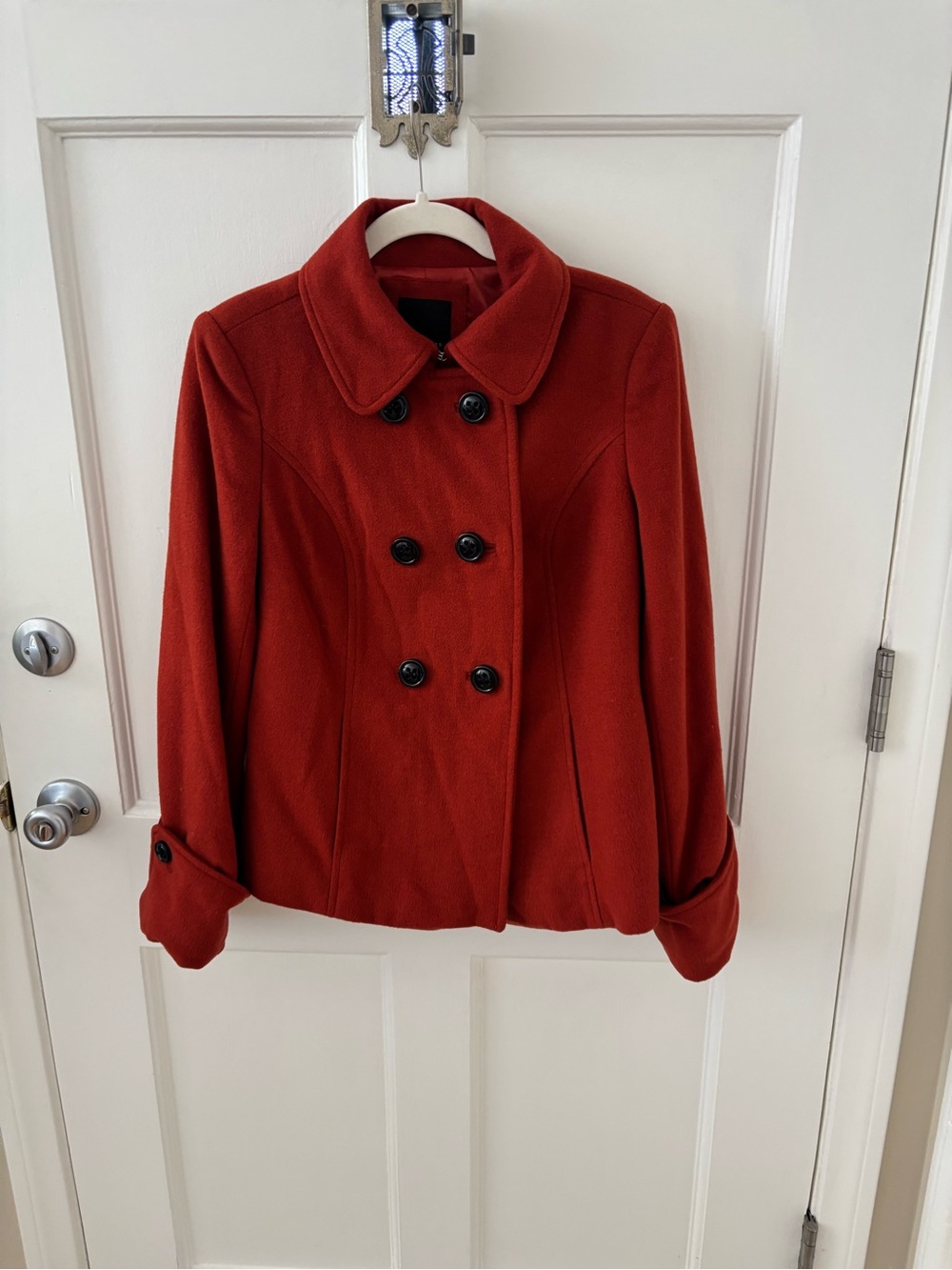 The Limited Women's Double-Breasted Rust Red Peacoat